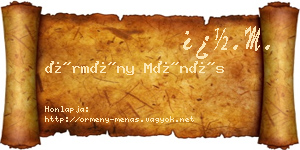 Örmény Ménás névjegykártya